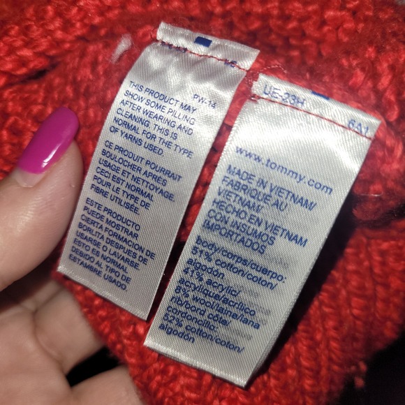 Tommy‎ Jeans Red Knit Sleeveless Sweater Vest Crop M 90s style holidays! - Picture 4 of 5
